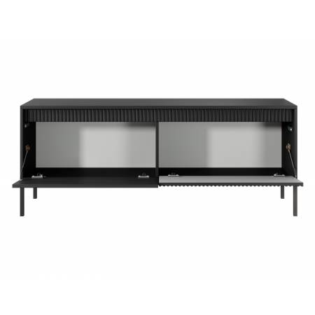 Stolik RTV ryflowane fronty 150 cm 2-drzwiowa SONEO czarna